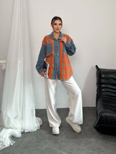 Kot Detaylı Ekoseli Gömlek 8619 - Turuncu